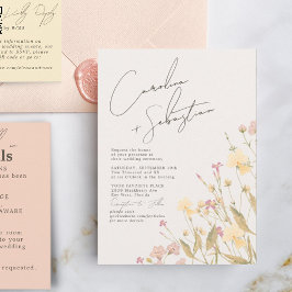 Boho Delicate Wildblommor Bröllop Inbjudningar