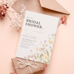 Boho Delicate Wildblommor Möhippa Inbjudningar