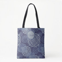 Boho Denim Moody Blues Mandalas Tote