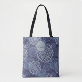 Boho Denim Moody Blues Mandalas Tote Tygkasse