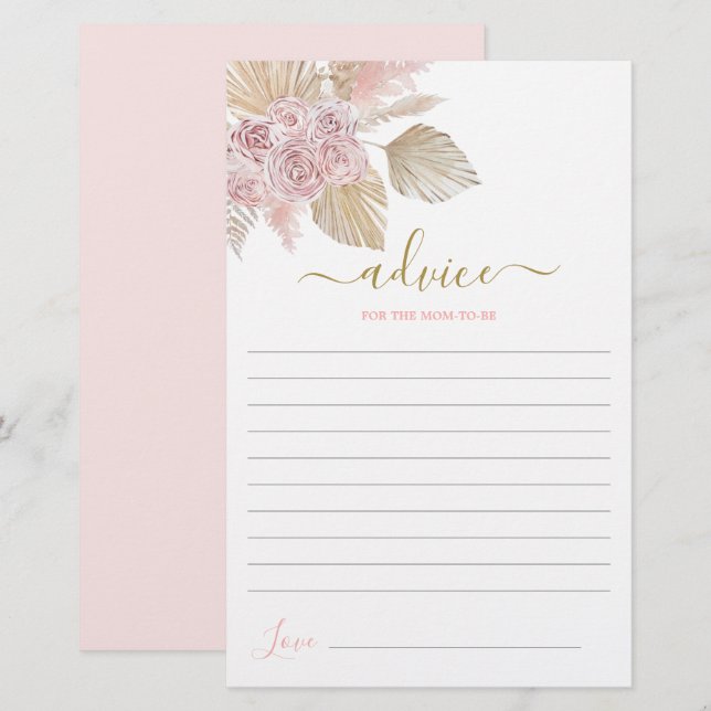 Boho Desert Advice for Mamma to be card (Fram/baksida)