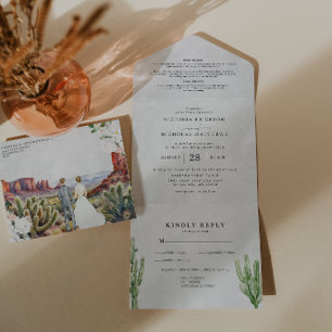 Boho Desert Cactus Allt i en bröllopsinbjudan