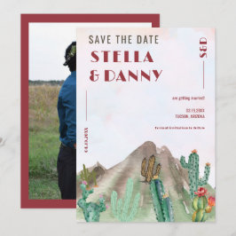 Boho Desert Cactus Arizona Destination bröllop Inbjudningar