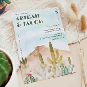 Boho Desert Cactus Arizona Destination Wedding Inbjudningar