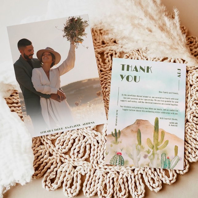 Boho Desert Cactus Arizona Destination Wedding Tack Kort (Boho Desert Cactus Arizona Destination Wedding Thank You Card)