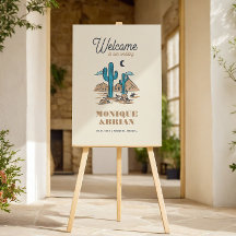 Boho Desert Cactus Arizona Wedding Welcome Sign
