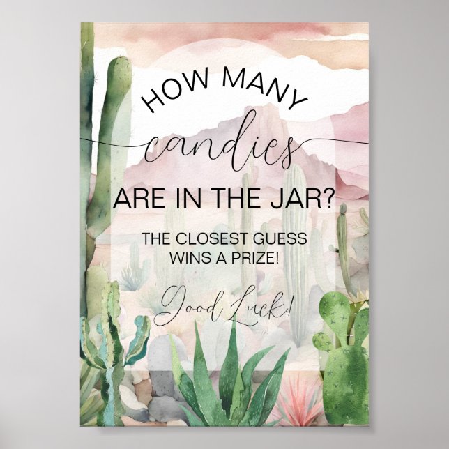 Boho Desert Cactus Baby Shower Candy Gissa Poster (Framsidan)