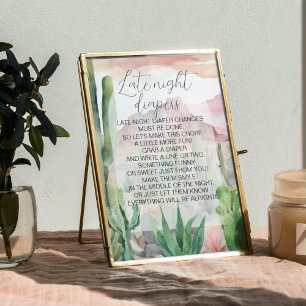 Boho Desert Cactus Baby Shower Diaper Game Sign Poster