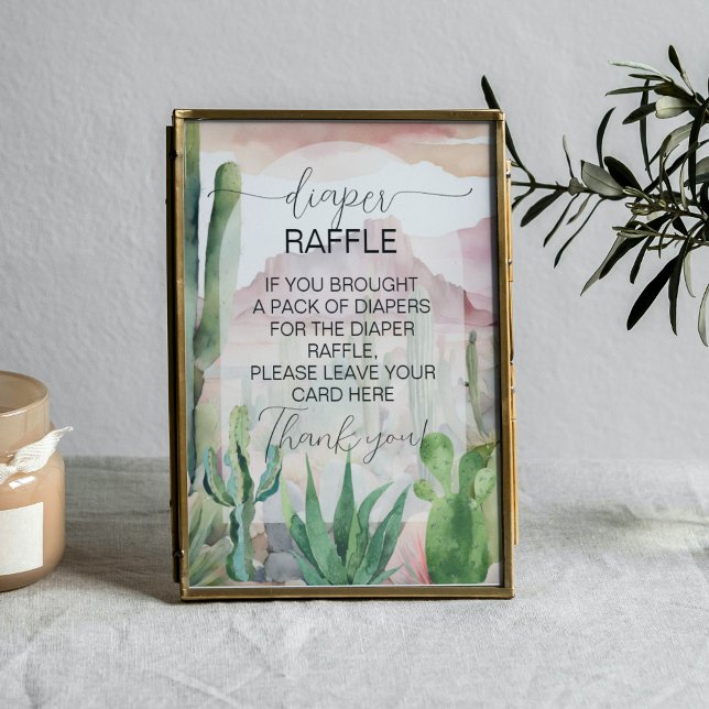 Boho Desert Cactus Baby Shower Diaper Raffle Sign Poster (Skapare uppladdad)