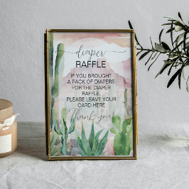 Boho Desert Cactus Baby Shower Diaper Raffle Sign Poster