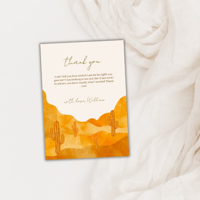 Boho Desert Cactus Baby Shower för modern vattenfä Tack Kort (Modern Watercolor Boho Desert Cactus Baby Shower Thank You Card)