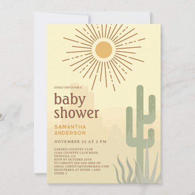 Boho Desert Cactus Baby Shower Inbjudningar (Framsida)
