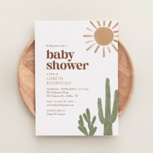 Boho Desert Cactus Baby Shower Inbjudningar