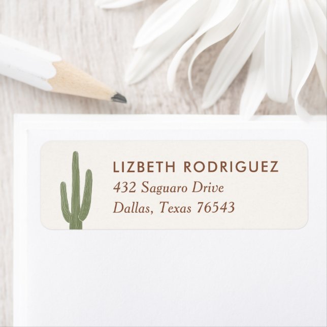Boho Desert Cactus Baby Shower Returadress Returadress Etikett (Insitu)