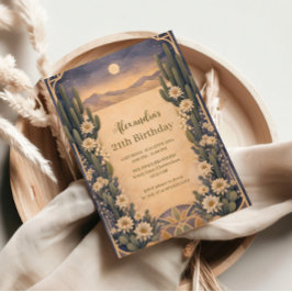 Boho Desert Cactus Birthday Inbjudningar