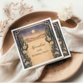 Boho Desert Cactus Birthday Pappersservett