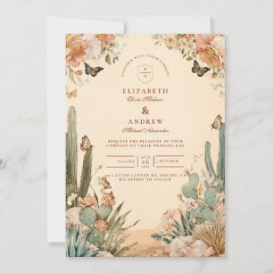 Boho Desert Cactus Blommigt Bröllop Inbjudningar