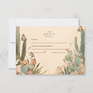 Boho Desert Cactus Blommigt Bröllop OSA Kort
