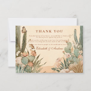 Boho Desert Cactus Blommigt Bröllop Tack Kort