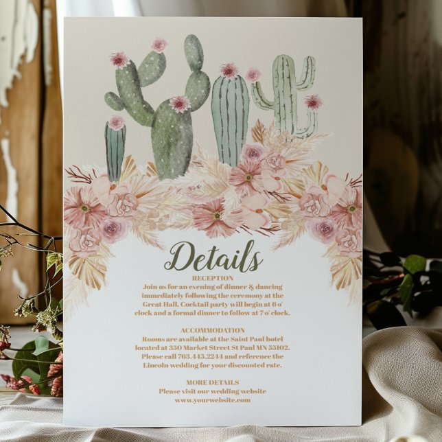 Boho Desert Cactus Bröllop Tilläggskort (Skapare uppladdad)