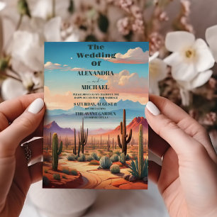 Boho Desert Cactus Illustrated Bröllop Inbjudningar