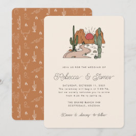 Boho Desert Cactus Modern Script Bröllop Inbjudningar