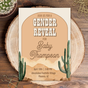 Boho Desert Cactus Southwest Baby Gender Reveal Inbjudningar