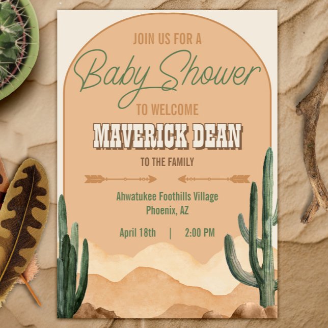 Boho Desert Cactus Southwest Cowboy Baby Shower Inbjudningar (Skapare uppladdad)