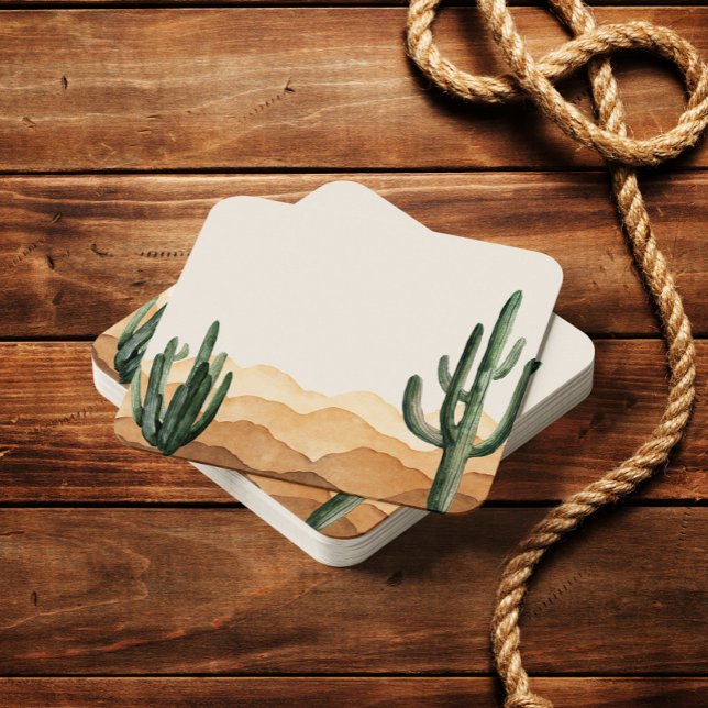 Boho Desert Cactus Southwest Cowboy eller Cowgirl Underlägg Papper Kvadrat (Skapare uppladdad)