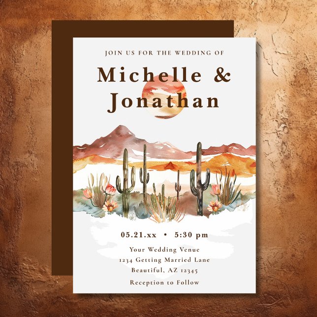 Boho Desert Cactus Westernare Bröllop Inbjudningar (Boho Desert Cactus Western Wedding Invitation)