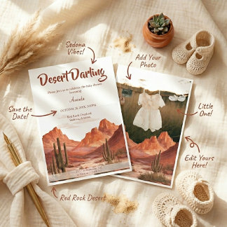 Boho Desert Darling Southwest Baby Shower Foto Inbjudningar