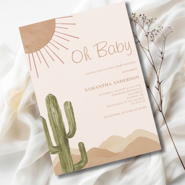 Boho Desert Kaktus Oh Baby Shower  Inbjudningar (Skapare uppladdad)