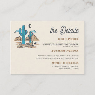 Boho Desert Kaktus Retro Arizona Bröllopsdetaljer Tilläggskort