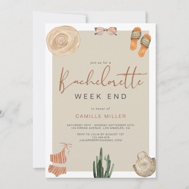 Boho Desert Kaktus Sista Chansen Itinerary Inbjudningar (Framsida)