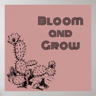 Boho Desert Kaktus Väggkonst Rosa