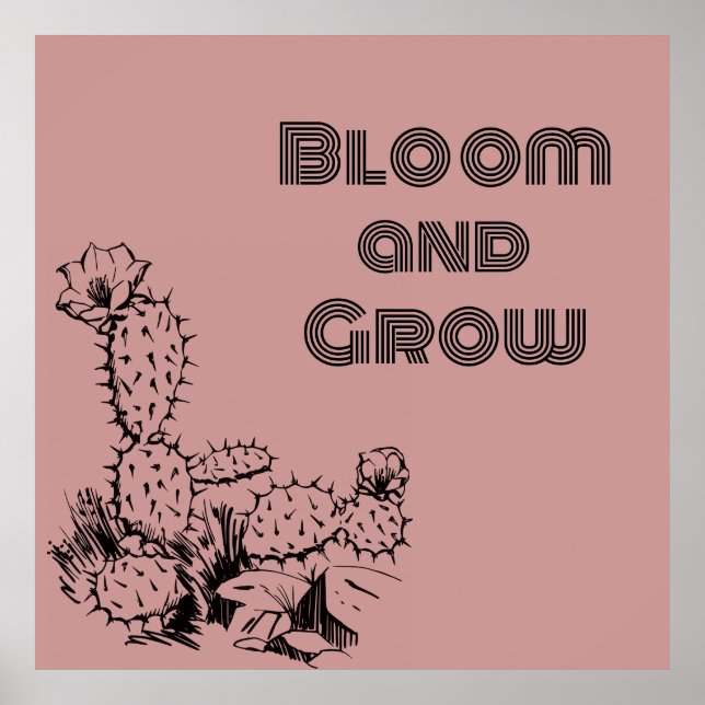 Boho Desert Kaktus Väggkonst Rosa (Framsidan)