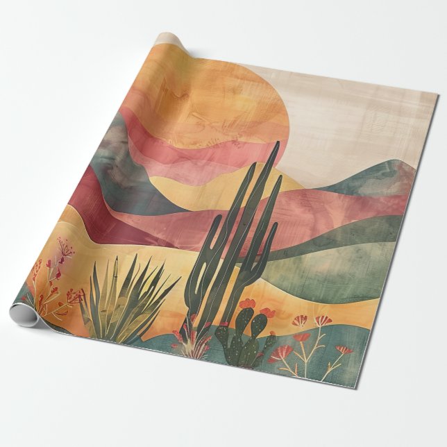 Boho Desert liggande - sydvästlig natur Presentpapper (Utrullad)
