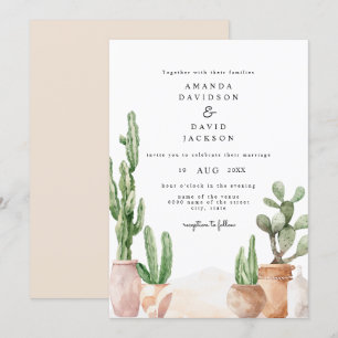Boho Desert Mexican Cactus Bohemian Chic Bröllop Inbjudningar