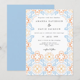 Boho Desert Morroccan Tiles Terracotta Bröllop Inbjudningar