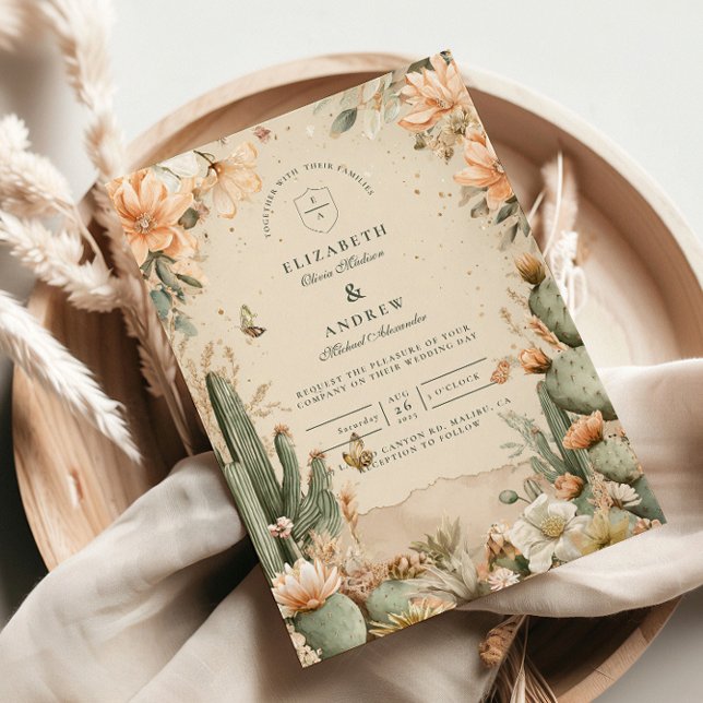 Boho Desert Mountain Cactus Bröllop Inbjudningar (Skapare uppladdad)