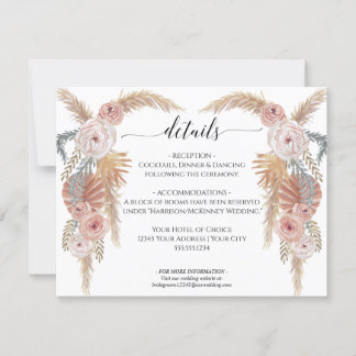 Boho Desert Pampas Grass Blommigt i Foliage Bröllo Inbjudningar