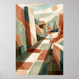 Boho Desert Pathway Sunset, Geometric Arches & Cac Poster