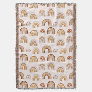 Boho Desert Rainbow Abstrakt Arch Mönster Taupe Filt