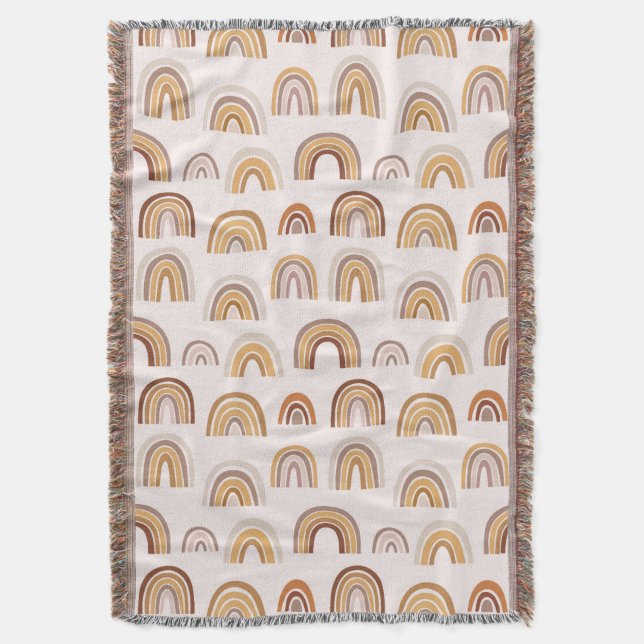 Boho Desert Rainbow Abstrakt Arch Mönster Taupe Filt (Framsidan Vertikal)