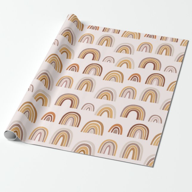 Boho Desert Rainbow Abstrakt Arch Mönster Taupe Presentpapper (Utrullad)