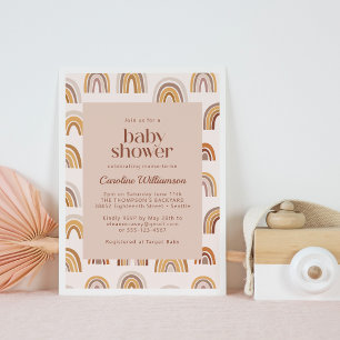 Boho Desert Rainbow i Neutralter Baby Shower Inbjudningar