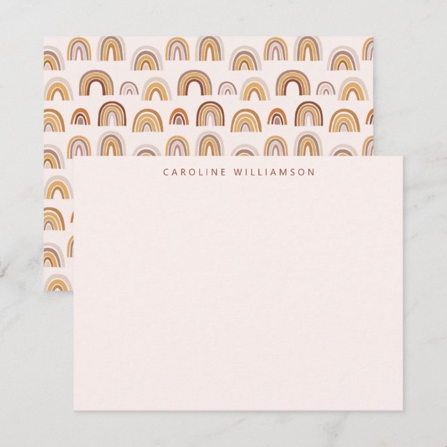 Boho Desert Rainbow  Personlig Stationery Anteckningskort (Fram/baksida)