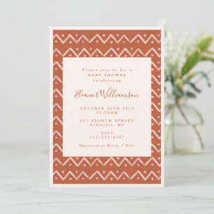 Boho Desert Rust Geometric Linjer Baby Shower Inbjudningar
