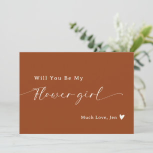 Boho Desert Rust Script Flower Girl Frieri Card Inbjudningar