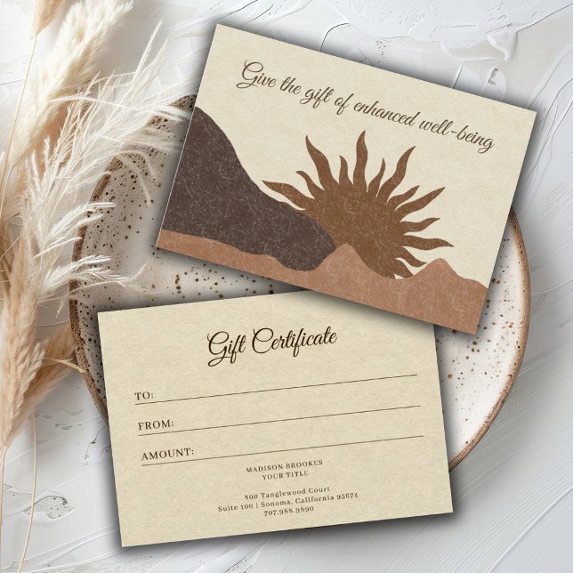 Boho Desert Sol Hälsa Business Gift Certificate (Skapare uppladdad)